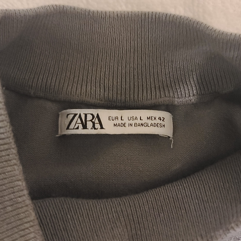 ZARA arrival Grey Short Sleeve Mock Neck Knit Top Size L - Picture 7 of 12